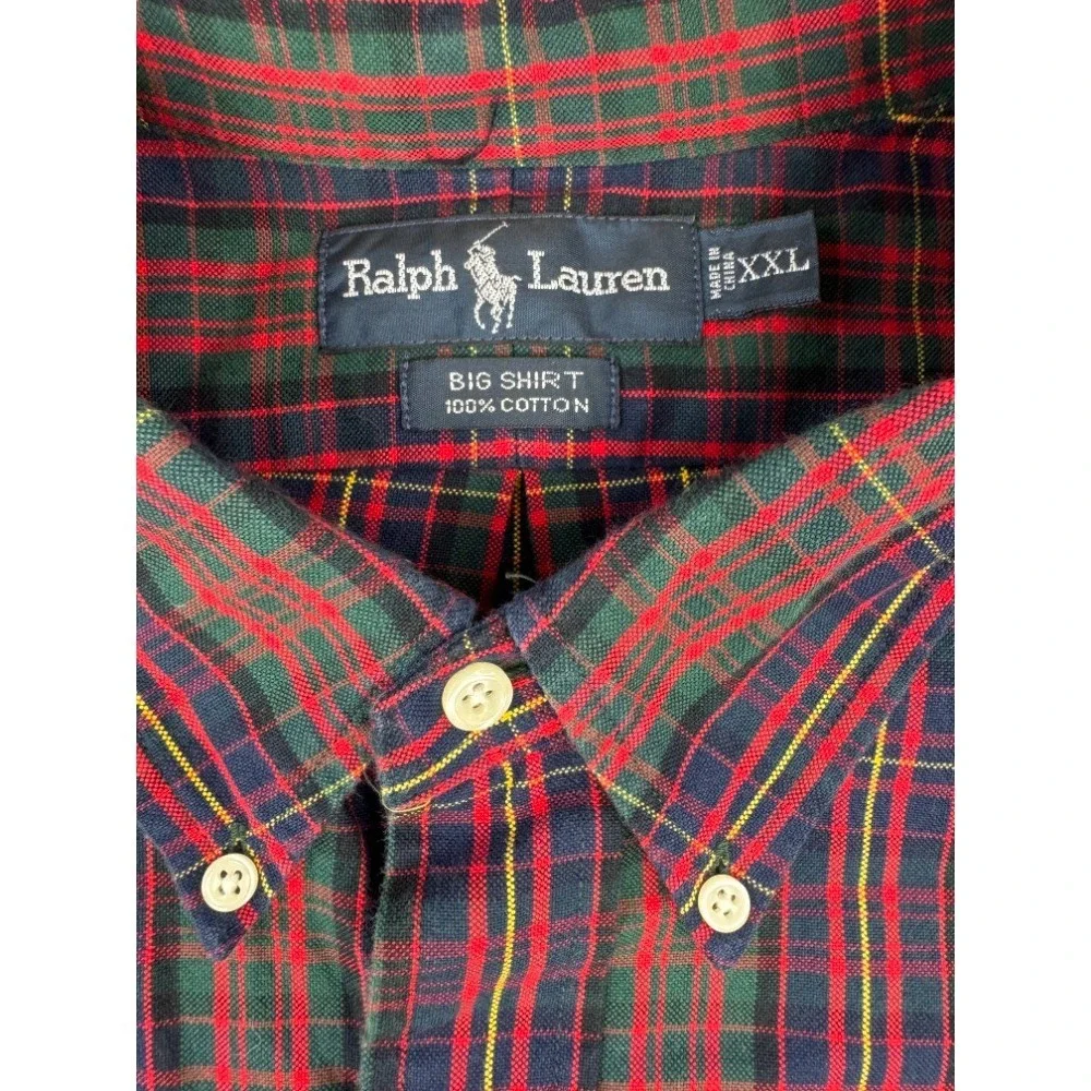 Vintage Polo Ralph Lauren Big Shirt Tartan Plaid Button Down XXL BIG SHIRT